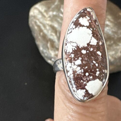 Women's Wild Horse Turquoise Ring | Navajo Sterling Silver | Sz 7 Adjustable | Authentic Native American Handmade | 15550