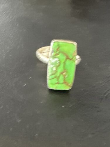 Adjustable Navajo Green Mojave Turquoise Ring | Sterling Silver | Sz 10 | 15710 - Masha USA
