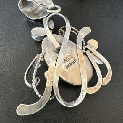 Navajo Sterling Silver Spiny Bumblebee Necklace Pendant | Multi-Stone | Authentic Native American Handmade | 16106