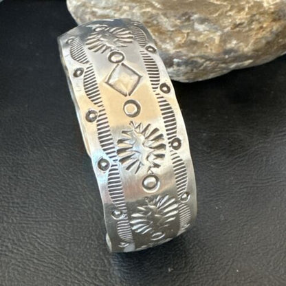 Navajo Stamped Cuff Bracelet | Sterling Silver | Authentic Native American Handmade | 17460
