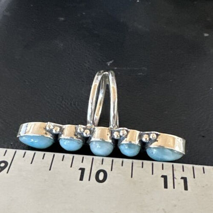 Navajo Blue Larimar Cluster Ring | Authentic Native American Sterling Silver | Multi-Stone | Sz 8.5 | 15935