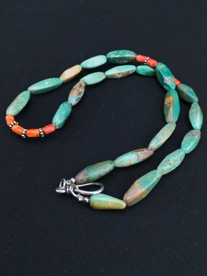 Navajo Royston Turquoise Spiny Necklace | Sterling Silver | Authentic Native American Handmade | 18" | 4774