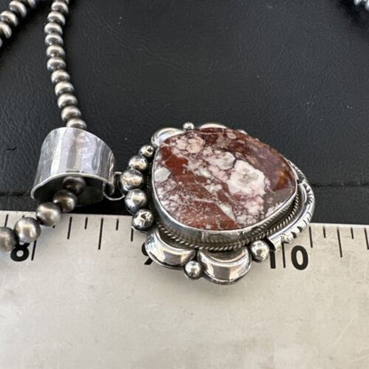 Navajo Wild Horse Turquoise Pendant Necklace | Sterling Silver | Authentic Native American Handmade | 17113