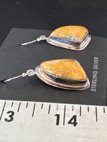 Navajo Bumblebee Jasper Earrings | Sterling Silver | Authentic Native American Handmade | 15823