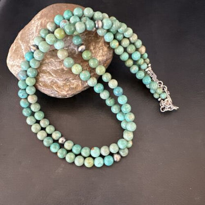 Royston Green Turquoise Necklace | Southwestern Sterling Silver | 22" | 17536