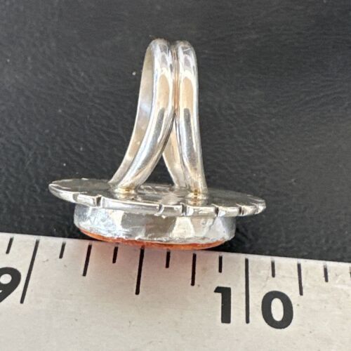 Navajo Orange Spiny Oyster Ring | Sterling Silver | Sz 6.5 | Authentic Native American Handmade | 16465