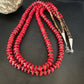 Navajo Red Coral Shell Bead Necklace | Sterling Silver | 30" | Authentic Native American Handmade | 15283