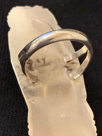 Navajo White Buffalo Turquoise Ring | Sterling Silver | Sz 10.5 | Authentic Native American Handmade | 314