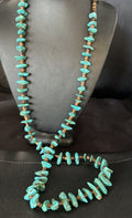 Navajo Blue Kingman Nugget Turquoise Necklace | Sterling Silver | 36" | Authentic Native American Handmade | 15286