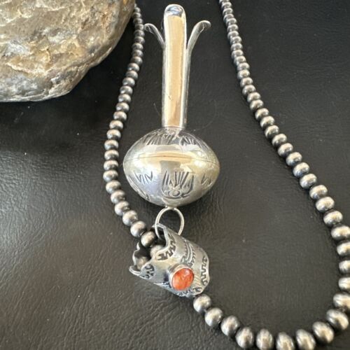 Native American Navajo Sterling Silver Necklace | 3.5" Naja Pendant | 20" | 16480