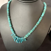 Men's Navajo Blue Turquoise Necklace | Sterling Silver | 22" | Authentic Native American Handmade | 15769