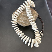 White Buffalo Turquoise Shell Heishi Bead Necklace | Sterling Silver | Authentic Native American | 30" | 17170