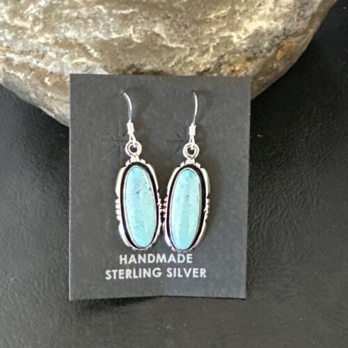 Women's Blue Dry Creek Turquoise Dangle Earrings | Navajo Sterling Silver | Authentic Native American Handmade | 16509