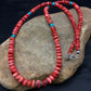 Authentic Native American Navajo Graduated Red Spiny Oyster Necklace | Sterling Silver | 22" | 4096