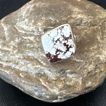 Men's and Women's Wild Horse Turquoise Ring | Navajo Sterling Silver | Sz 8 | 17262