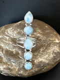 Navajo Blue Larimar Cluster Ring | Authentic Native American Sterling Silver | Multi-Stone | Sz 8 | 15979