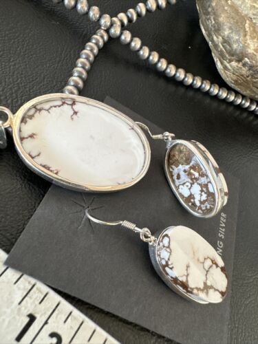 Navajo Wild Horse Necklace Pendant and Earrings Set | Sterling Silver | Authentic Native American Handmade | 15738