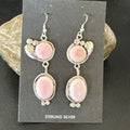 Navajo Pink Conch Shell Dangle Earrings | Sterling Silver | Authentic Native American Handmade | 17193