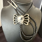 Men's Bolo Tie | White Buffalo Turquoise | Sterling Silver | Navajo | Authentic Native American Handmade | 16798