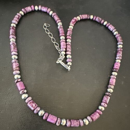 Southwestern Natural Purple Sugilite Bead Necklace | Sterling Silver | 23" | 17485