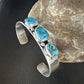 Navajo Blue Kingman Turquoise 3 Stone Cuff Bracelet | Sterling Silver | Authentic Native American Handmade | 15044