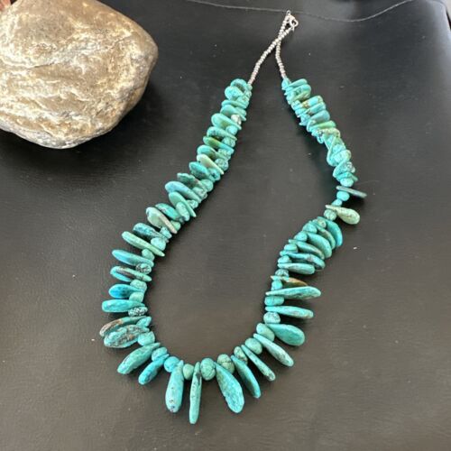 Navajo Blue Nugget Turquoise Bead Necklace | Sterling Silver Pearls | 20" | Authentic Native American Handmade | 16519