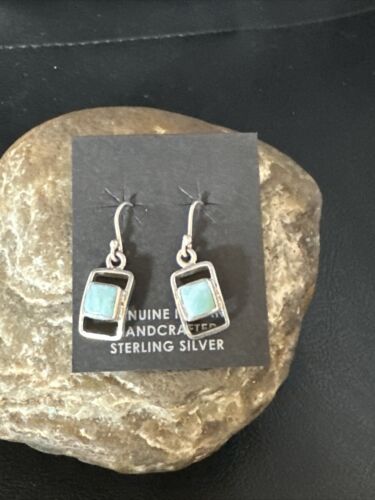 Navajo Blue Larimar Beads Dangle Earrings | Sterling Silver | Authentic Native American Handmade | 14928