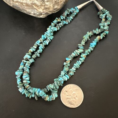 Men's Navajo Blue Kingman Turquoise Shell Necklace | 17" | Authentic Native American Handmade | 16954