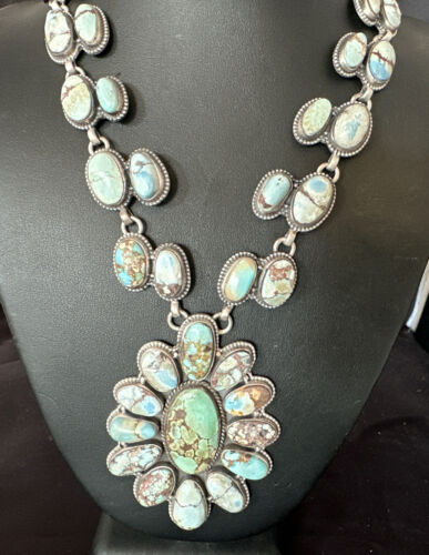 Navajo Blue Golden Hills Turquoise Lariat Necklace Pendant | 16181 | Authentic Native American Handmade