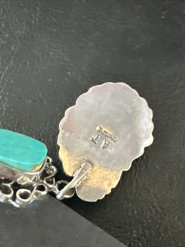 Navajo Blue Kingman Turquoise Dangle Earrings | Sterling Silver | Authentic Native American Handmade | 15188
