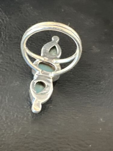 Navajo Women's Cluster Blue Larimar Multi-Stone Ring | Authentic Native American Sterling Silver | Sz 7 | 16162