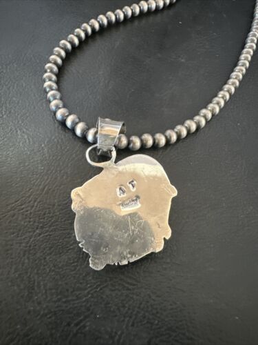 Navajo Orange Spiny Oyster Heart Pendant Necklace | Sterling Silver | Authentic Native American Handmade | 16422