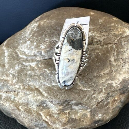 Men's Women's White Buffalo Turquoise Ring | Navajo Sterling Silver | Sz 6 | 10595