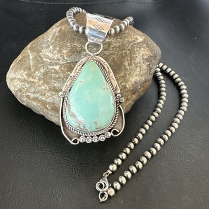 Women's Royston Turquoise Pendant Necklace | Navajo Pearls | Sterling Silver | 17061