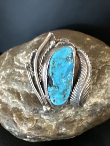 Old Pawn Men's Blue Kingman Turquoise Ring | Navajo Sterling Silver | Sz 10 | 15520