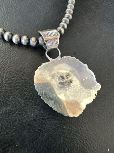 Navajo Orange Spiny Oyster Heart Pendant Necklace | Sterling Silver | Authentic Native American Handmade | 16416