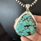 Men's Navajo Blue Spiderweb Turquoise Pendant Necklace | Sterling Silver | Authentic Native American Handmade | 16202