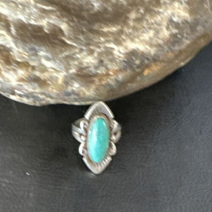 Navajo Green Turquoise Ring | Sterling Silver | Sz 4.5 | Authentic Native American Handmade | 15361