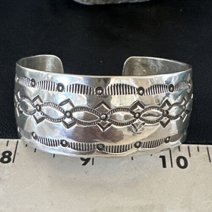 Navajo Stamped Cuff Bracelet | Sterling Silver | Authentic Native American Handmade | 17457