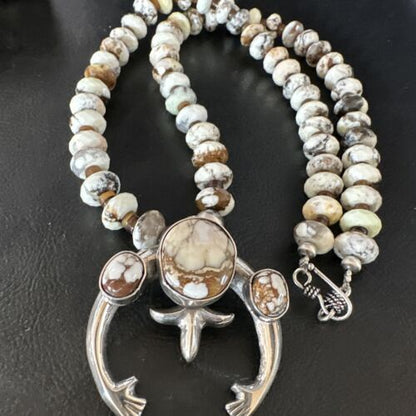 Men's Navajo Wild Horse Naja Necklace Pendant | Sterling Silver | Authentic Native American Handmade | 15276