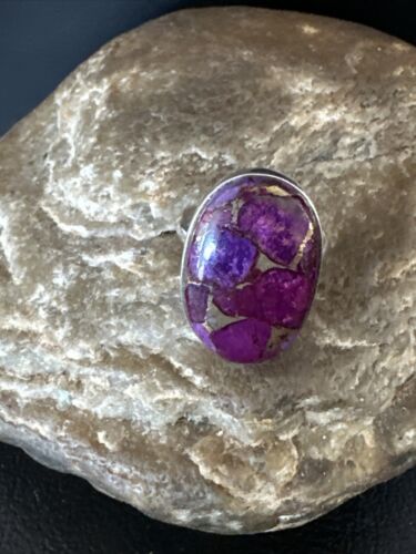 Navajo Purple Mojave Turquoise Ring | Sterling Silver | Sz 8 | Authentic Native American Handmade | 15604