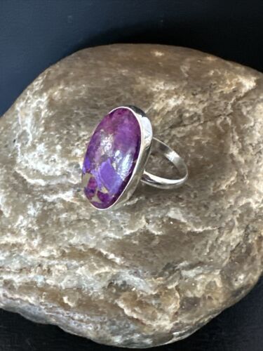 Southwestern Navajo Purple Mojave Turquoise Ring | Sterling Silver | Sz 8 | 15603