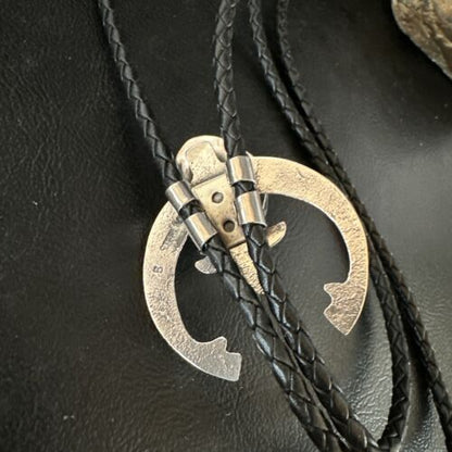 Men's Naja White Buffalo Turquoise Bolo Tie | Navajo Sterling Silver | Authentic Native American Handmade | 15274
