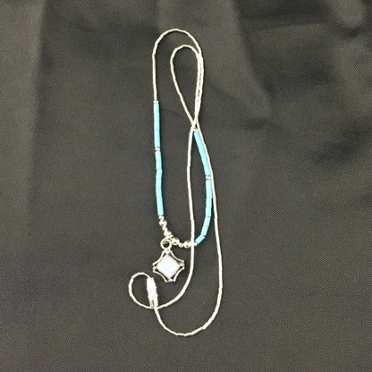 Children's Turquoise Beads Necklace with Opal Pendant Necklace | Sterling Silver | 18" | 10128 - Masha USA