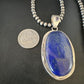 Men's Denim Lapis Lazuli Pendant Necklace | Navajo Beads | Sterling Silver | Authentic Native American Handmade | 15199