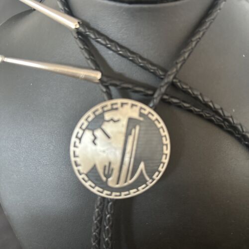 Native American Handmade Men's Bolo Tie | Hopi Sterling Silver | 14323