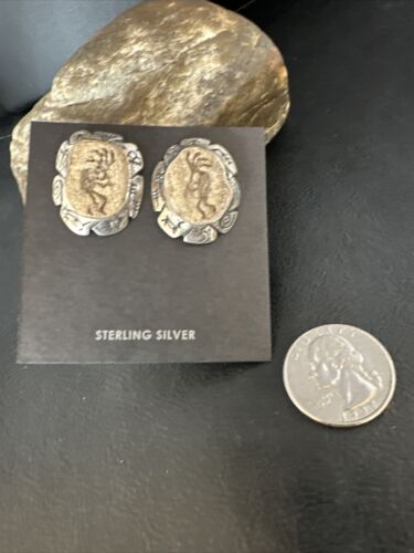 Navajo Kokopelli Dangle Earrings Set | Sterling Silver | Authentic Native American Handmade | 15142