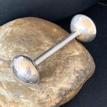 Navajo Baby Rattle | Handmade Sterling Silver Stamped | Native American | 3" | 16961