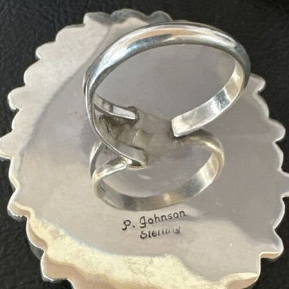 Navajo Pink Conch Cluster Ring | Authentic Native American Sterling Silver | Multi-Stone | Sz 9.5 | 16044