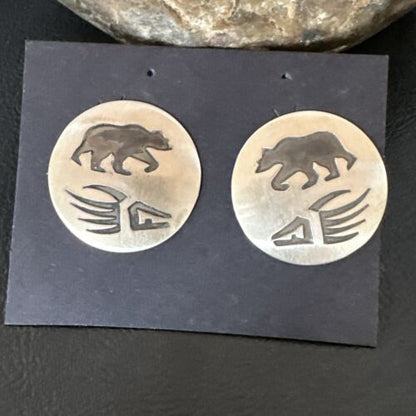 Authentic BearPaw Hopi Earrings | Sterling Silver | Native American Handmade | 16822
